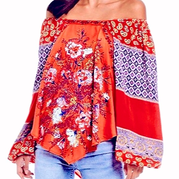 πΊπHPππΊ NWT Free People Positano Floral Print Blouse - Picture 4 of 16
